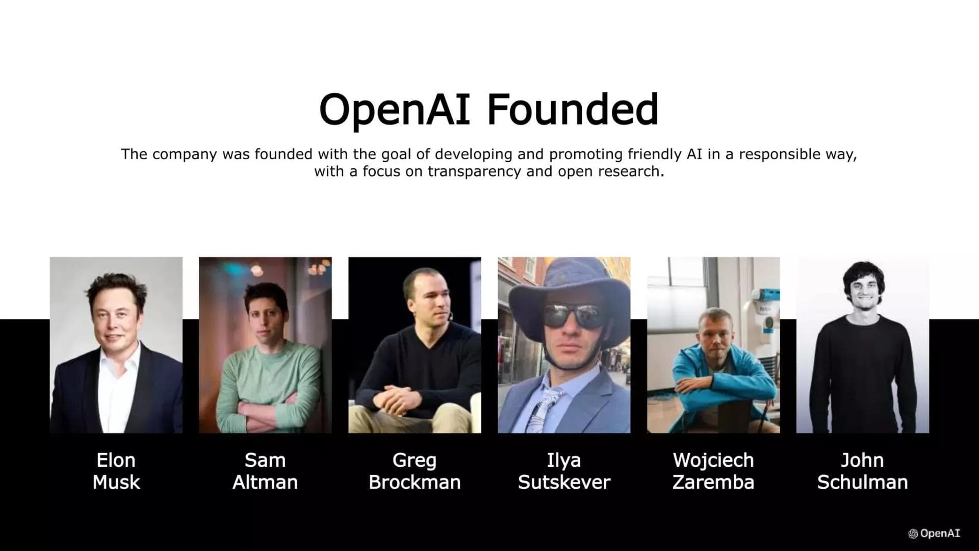Principais fundadores e pesquisadores envolvidos na criação da OpenAI.