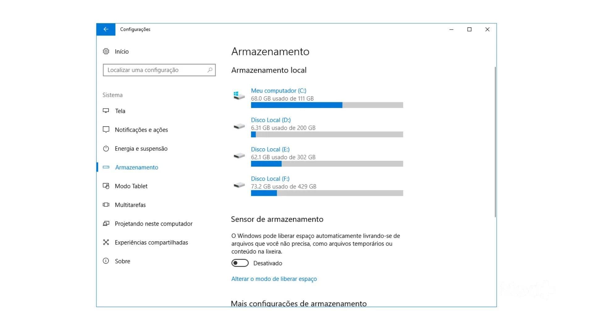 Gerenciador de Dispositivos do Windows exibindo informações de unidade de armazenamento.