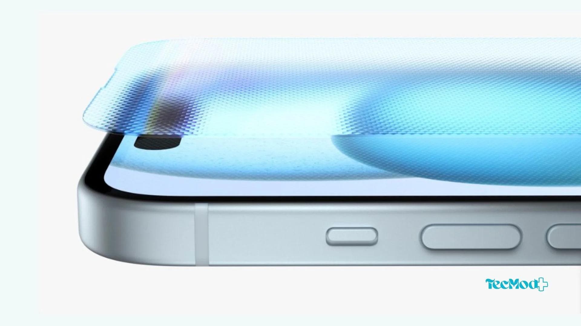 Ilustração explicando como o Ceramic Shield reforça a tela do iPhone.