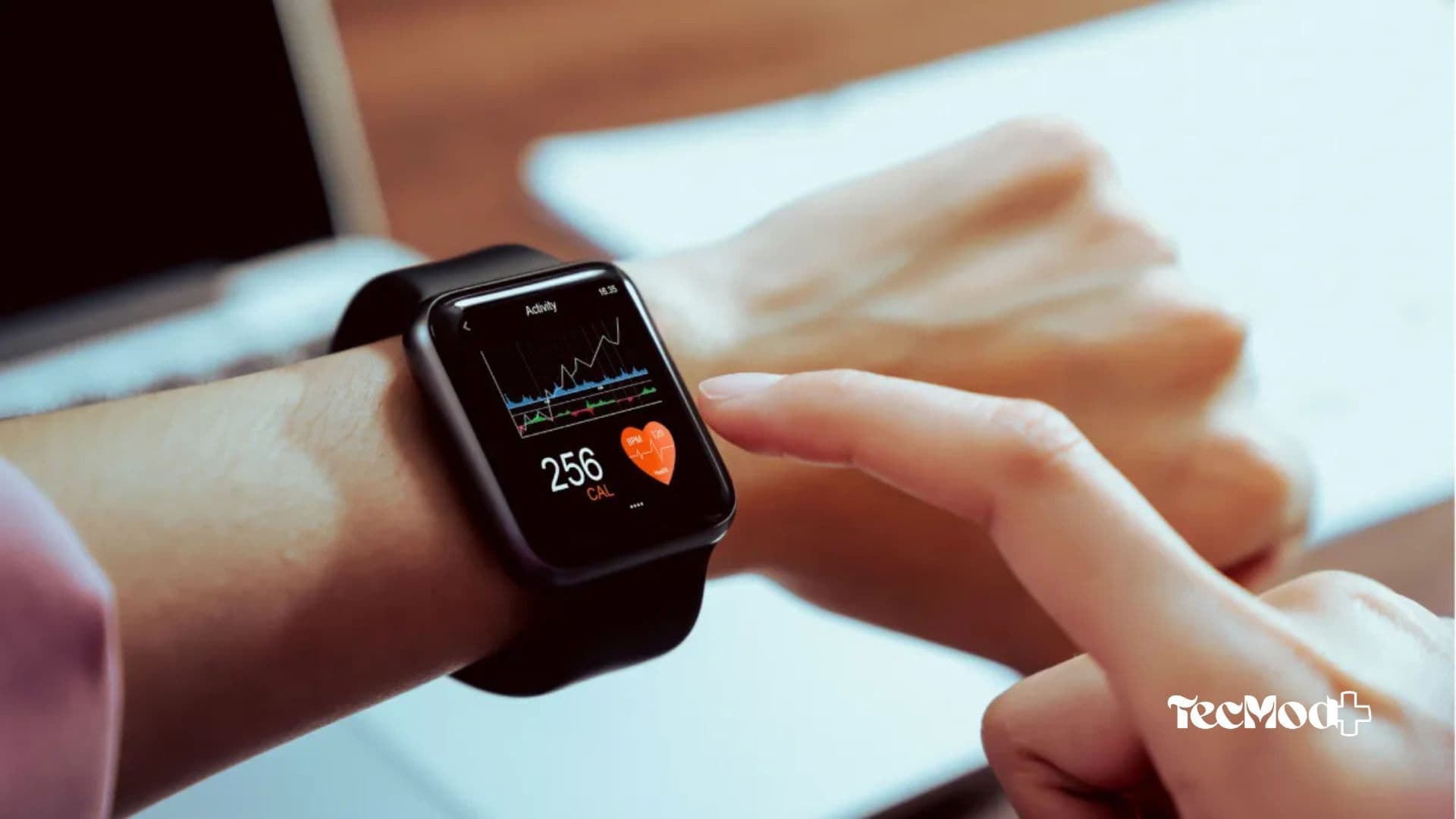 Funções de saúde em smartwatch com monitoramento cardíaco e atividades